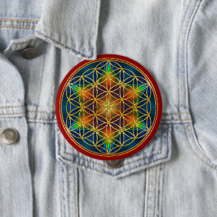Chapa Redonda De 10 Cm FLORES DE LA VIDA - Florecimiento fractal 1