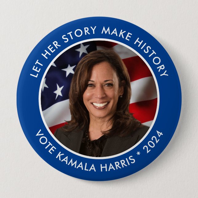 Chapa Redonda De 10 Cm Foto colectiva histórica de Kamala Harris 2024 (Anverso)