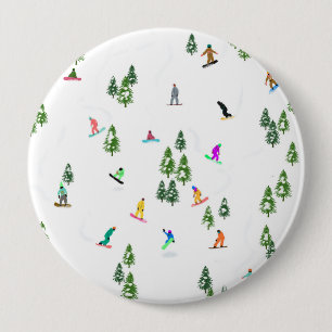Chapa Redonda De 10 Cm Freeride Snowboarder Ilustracion Snowboarding