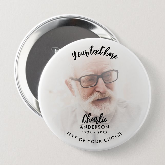 Chapa Redonda De 10 Cm Funeral/Memorial Personalizado moderno Tributo por (Anverso y reverso)