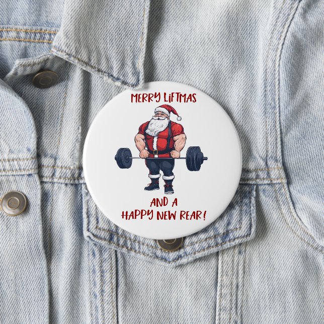 Chapa Redonda De 10 Cm Funny Fitness Navidades Liftmas Barbell Santa (In situ)