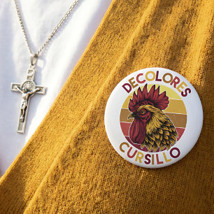 Chapa Redonda De 10 Cm Gallo de Cursillo DeColores con puesta de sol desg