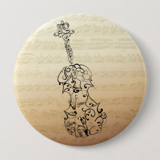 Chapa Redonda De 10 Cm Garrapatos del violín en el manuscrito de Bach