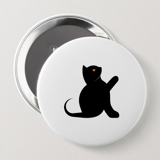 Chapa Redonda De 10 Cm Gato diciendo hola (Anverso y reverso)