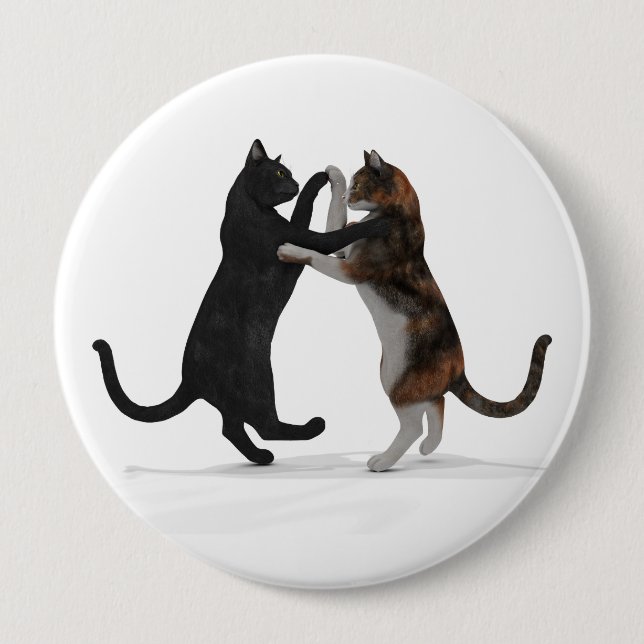 Chapa Redonda De 10 Cm Gatos de baile dulce (Anverso)