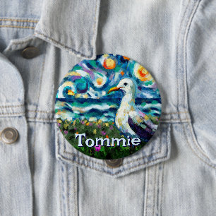 Chapa Redonda De 10 Cm Gaviota Al Estilo Van Gogh Personalizada Playa