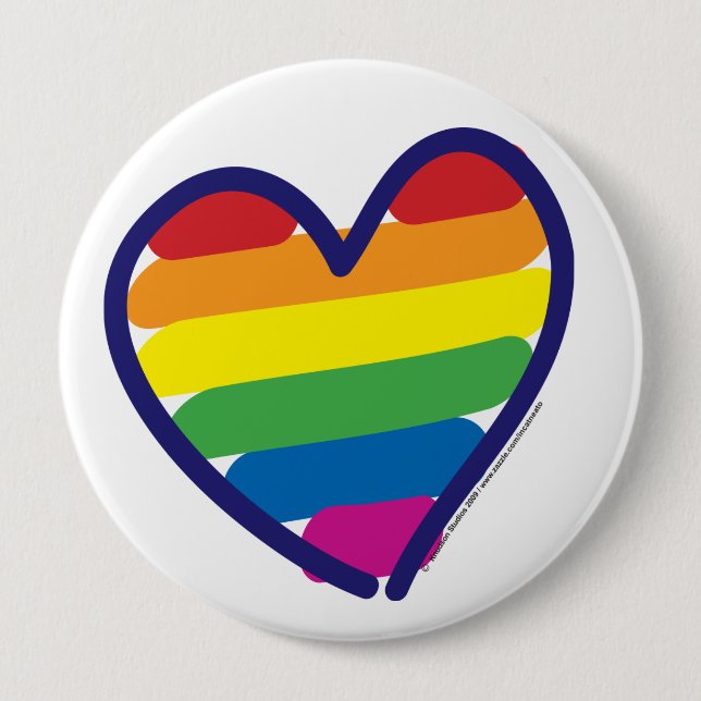 Chapa Redonda De 10 Cm Gay Pride Love Heart (Anverso)