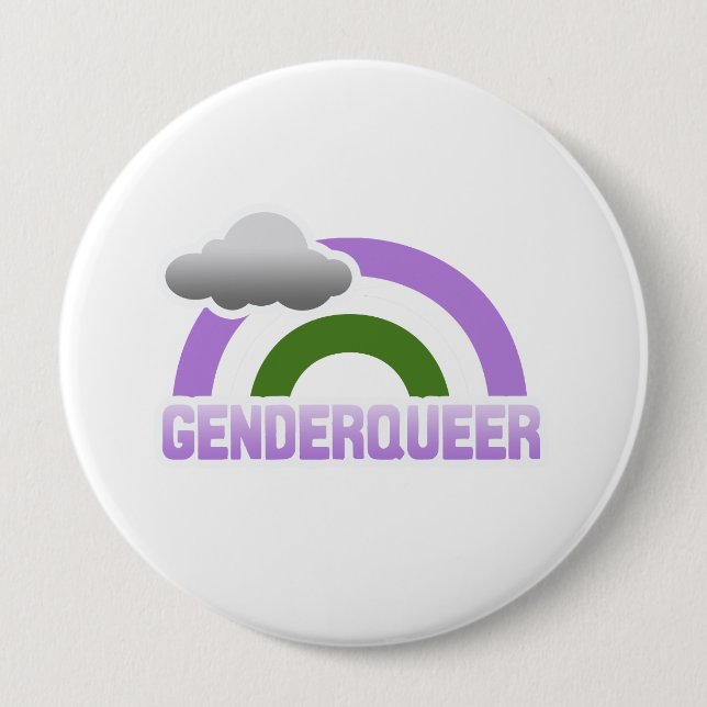 CHAPA REDONDA DE 10 CM GENDERQUEER RAINBOW (Anverso)