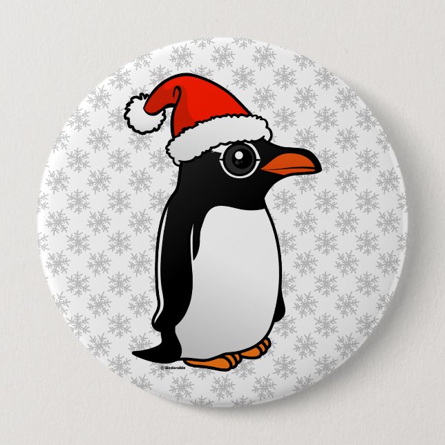 Chapa Redonda De 10 Cm Gentoo Penguin Santa (Anverso)