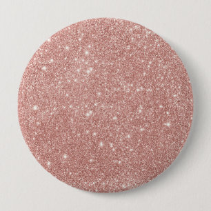 Chapa Redonda De 10 Cm Girly Rubor Pink Rose Gold Purpurina