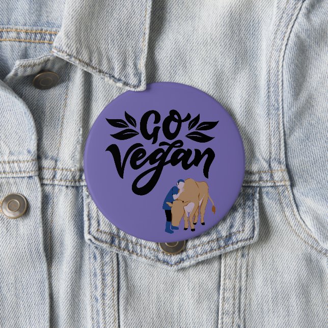 Chapa Redonda De 10 Cm Go Vegan Person Hugging Cow (In situ)