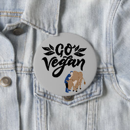 Chapa Redonda De 10 Cm Go Vegan Person Hugging Cow
