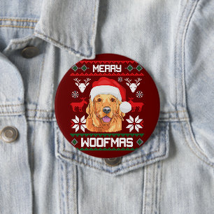 Chapa Redonda De 10 Cm Golden Retriever Merry Woofmas Sweatshirt Dog