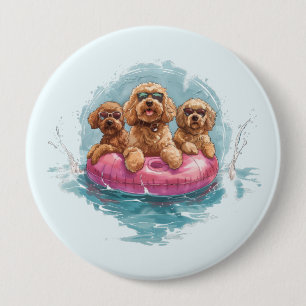 Chapa Redonda De 10 Cm Goldendoodle Dogs Verano Pineapple Float