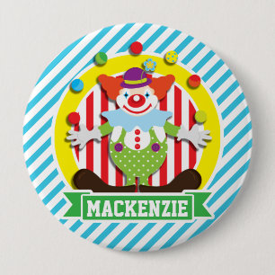 Chapa Redonda De 10 Cm Golpeando al Payaso del Circo Grande Superior; Ban