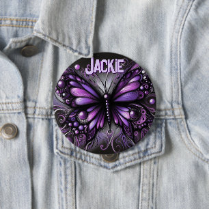Chapa Redonda De 10 Cm Gótico Caprichoso Mariposa Morado Personalizado