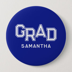 Chapa Redonda De 10 Cm Graduación de Escuela Secundaria Azul Personalizad