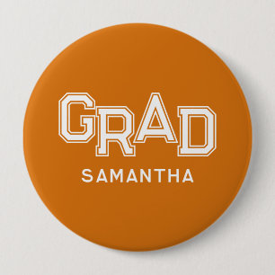 Chapa Redonda De 10 Cm Graduación de Escuela Secundaria Orange Personaliz