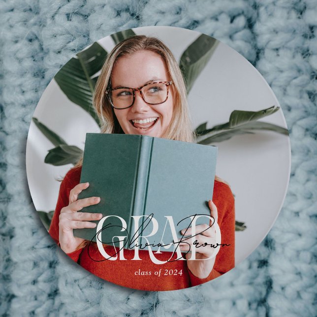 Chapa Redonda De 10 Cm Graduado moderno de fotografía y firma (Subido por el creador)