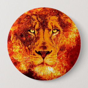 Chapa Redonda De 10 Cm Gran león de inflamación