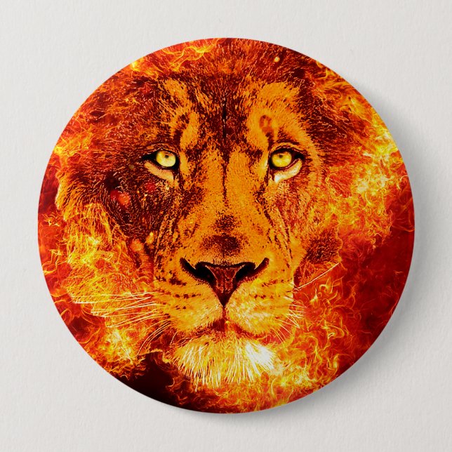 Chapa Redonda De 10 Cm Gran león de inflamación (Anverso)