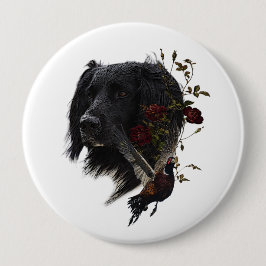 Chapa Redonda De 10 Cm Gran Munsterlander con faisán