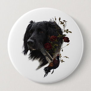 Chapa Redonda De 10 Cm Gran Munsterlander con faisán