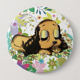 Chapa Redonda De 10 Cm gran ojo durmiendo Perro de cachorro Personalizado