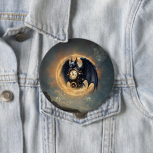 Chapa Redonda De 10 Cm Guardián de la luna – Murciélago steampunk