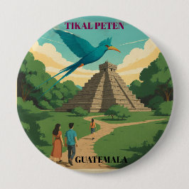 Chapa Redonda De 10 Cm GUATEMALA, TIKAL PETEN Retro poster