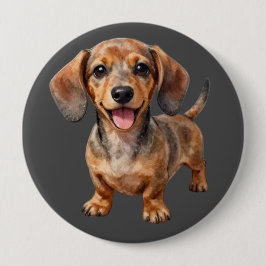 Chapa Redonda De 10 Cm Happy Dachshund Puppy