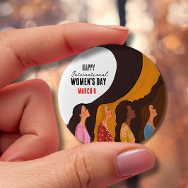 Chapa Redonda De 10 Cm Happy Women's Day  Sunset Women Profile Button 