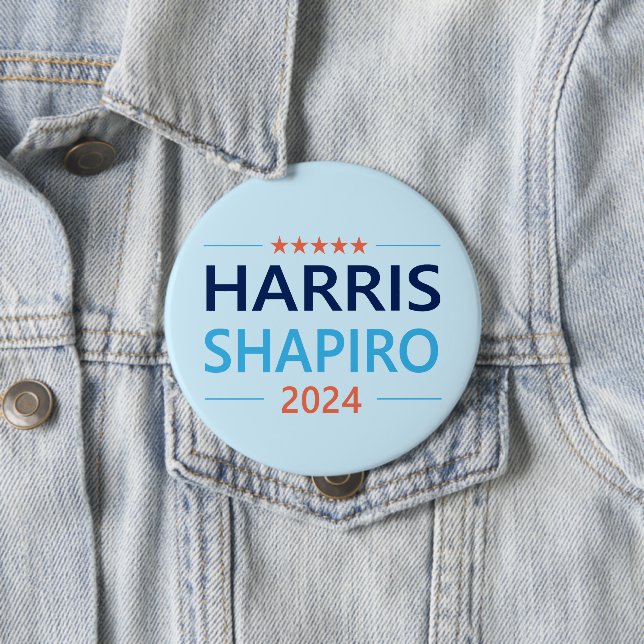 Chapa Redonda De 10 Cm Harris Shapiro 2024 Kamala Harris Democrat (In situ)