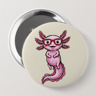 Chapa Redonda De 10 Cm Hermoso Pin de Axolotl Rosa - Gafas Divertidas Mar