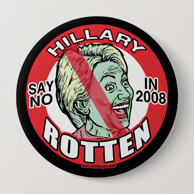 Chapa Redonda De 10 Cm Hillary Clinton putrefacto (Anverso)