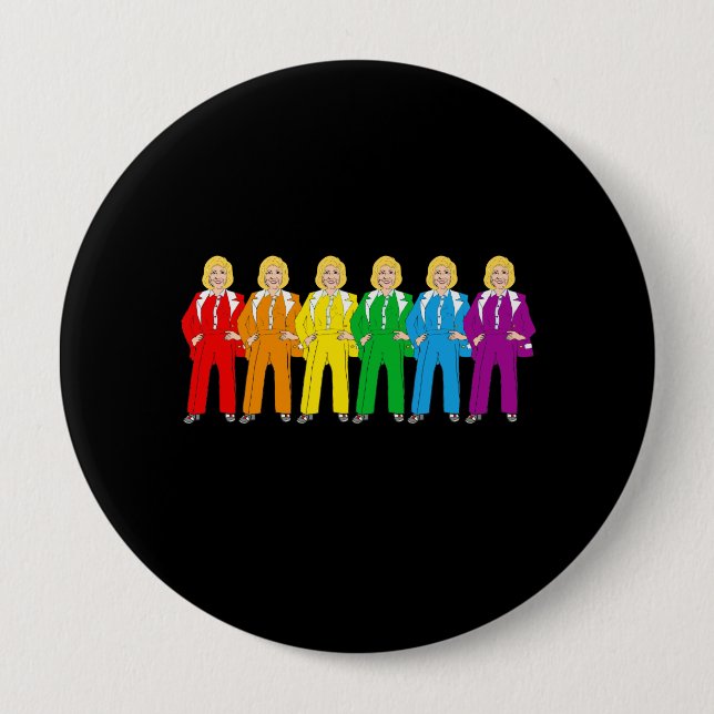 Chapa Redonda De 10 Cm Hillary Pantsuit Pride - (Anverso)