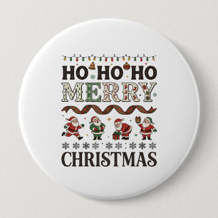 Chapa Redonda De 10 Cm Ho Feliz Navidad Cintas de Cuadros de Papá Noel
