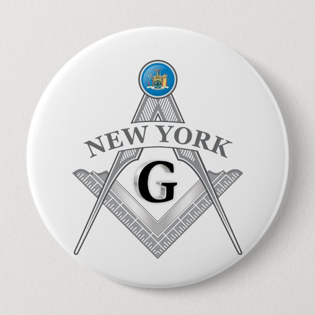 Chapa Redonda De 10 Cm Hogar de masonería del estado de Nueva York (Anverso)