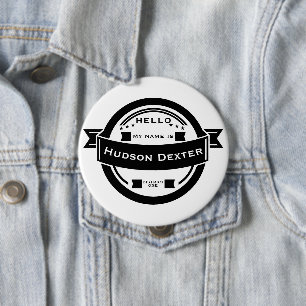 Chapa Redonda De 10 Cm Hola Mi nombre es regalo de Hola personalizado