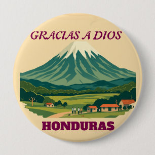 Chapa Redonda De 10 Cm  Honduras GRACIAS A DIOS Retro poster