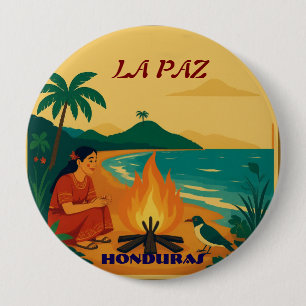 Chapa Redonda De 10 Cm Honduras LA PAZ Retro poster