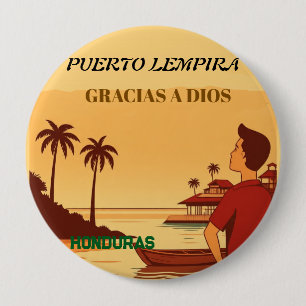 Chapa Redonda De 10 Cm  Honduras Puerto Lempira Retro poster