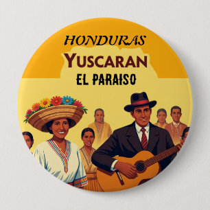 Chapa Redonda De 10 Cm  Honduras YUSCARAN Retro poster