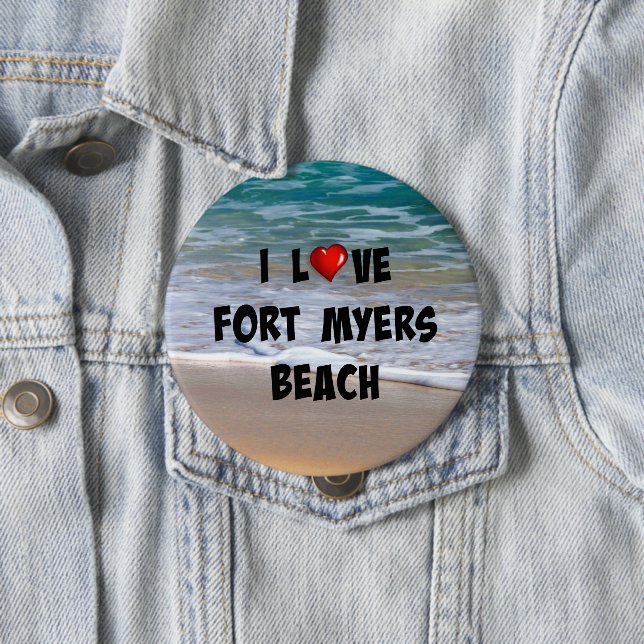 Chapa Redonda De 10 Cm I Love Fort Myers Beach (In situ)
