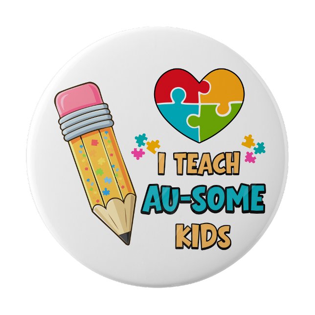 Chapa Redonda De 10 Cm I teach Au-some kids Teacher Autism pin button (I teach au-some kids pin button)