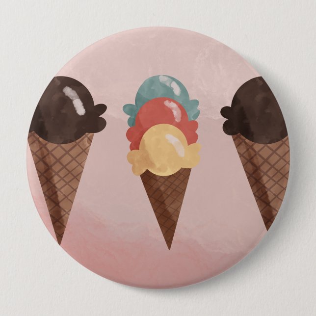 Chapa Redonda De 10 Cm Ice Cream Cone (Anverso)