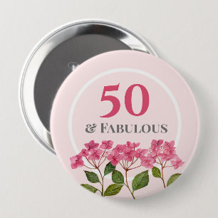Chapa Redonda De 10 Cm Ilustración de Lacecaps de Hortensia Rosa por 50 C