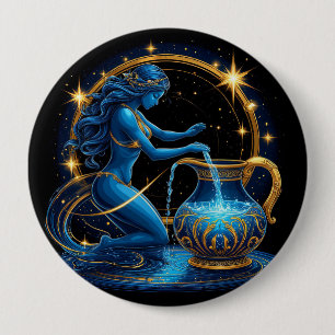 Chapa Redonda De 10 Cm Ilustración digital hermosa del signo de Acuario