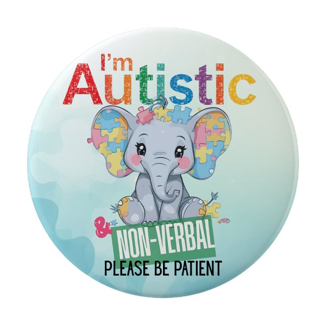 Chapa Redonda De 10 Cm I'm autistic non verbal pin badge Autism Alert (I'm autistic non verbal pin badge Autism Alert)