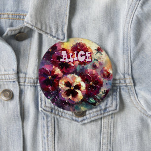Chapa Redonda De 10 Cm Impresionante Maroon Pansies Floral Personalizado